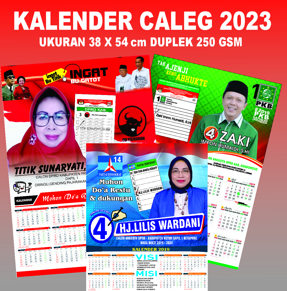 cetak kalender caleg ukuran 38 x54
